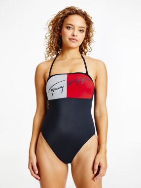 Tmavomodré jednodielne plavky Tommy Hilfiger