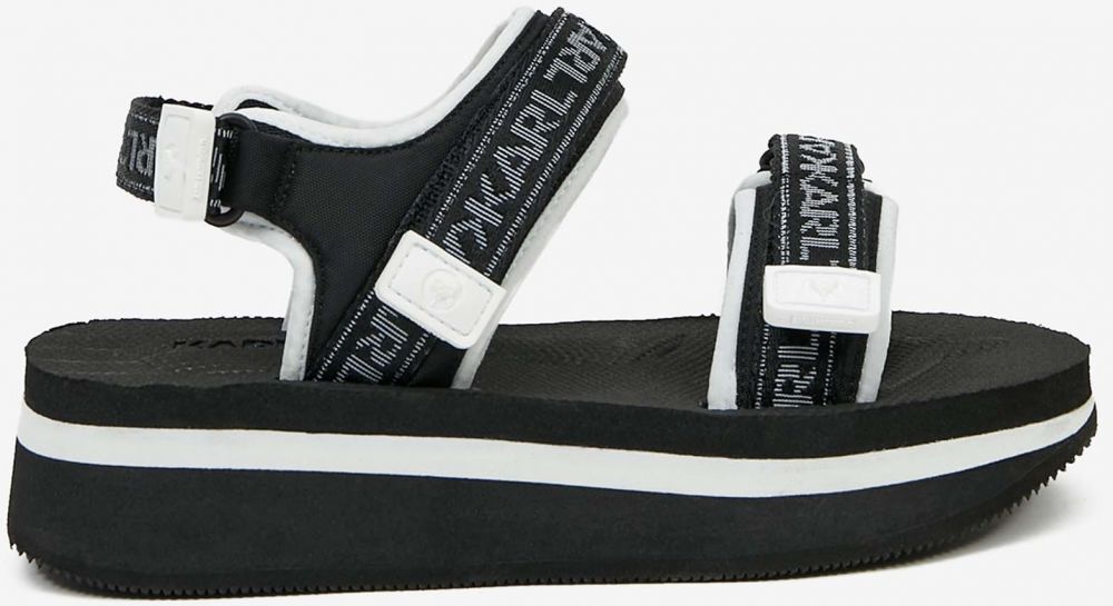 Bielo-čierne dámske sandále na platforme KARL LAGERFELD Velocita Wedge