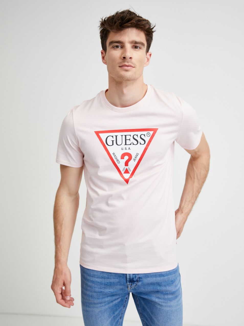 Tričká s krátkym rukávom pre mužov Guess - svetloružová