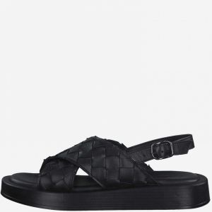 Čierne kožené sandále Tamaris