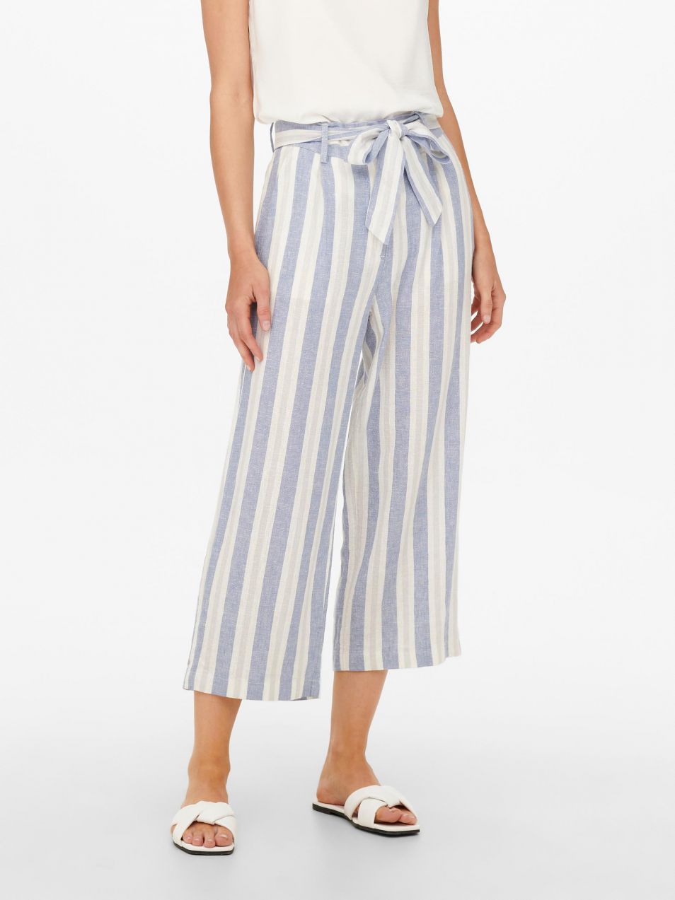 Bielo-modré pruhované culottes s kravatou a plátnom ONLY Caro