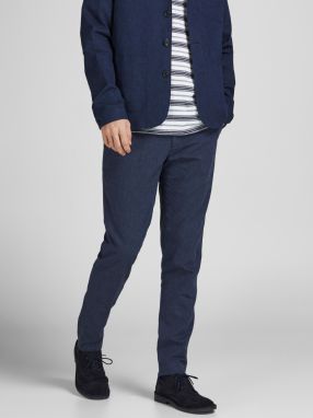 Tmavomodré oblekové nohavice s ľanovým plátnom Jack & Jones Linen