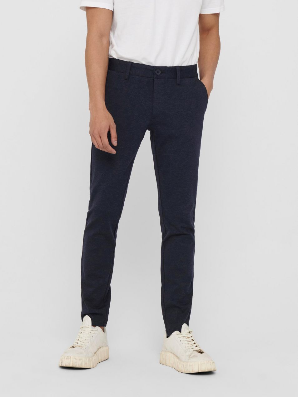 Tmavomodré pruhované chino nohavice ONLY & SONS Mark