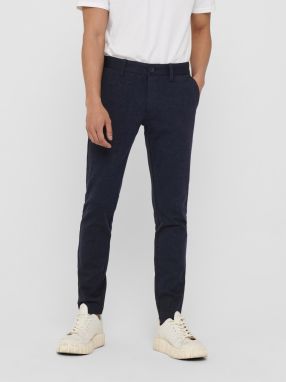 Tmavomodré pruhované chino nohavice ONLY & SONS Mark