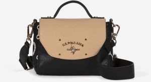 Béžovo-čierna crossbody kabelka U.S. Polo Assn. Prístav Mayaca