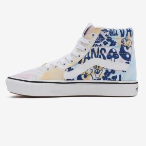 Modro-biele dámske vzorované členkové tenisky VANS UA Comfy Cush SK8-Hi