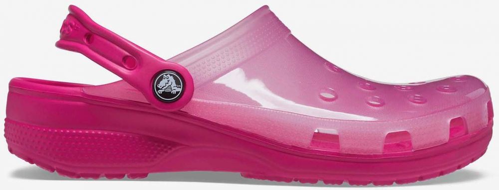 Tmavo ružové dámske šľapky Crocs Classic Translucent Clog
