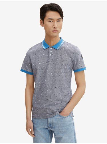 Modro-biele pánske vzorované polo tričko Tom Tailor