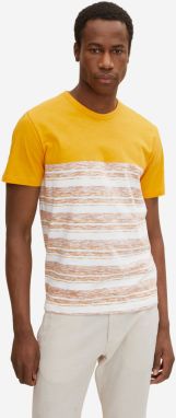 Bielo-oranžové pánske pruhované tričko Tom Tailor