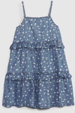 Modré dievčenské džínsové šaty s volánmi GAP