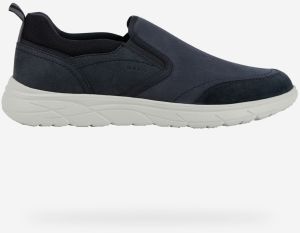 Tmavomodré pánske slip-on tenisky so semišovými detailmi Geox Portello