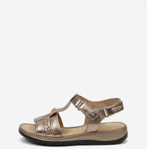 Dámske kovové kožené sandále Caprice v zlatej farbe
