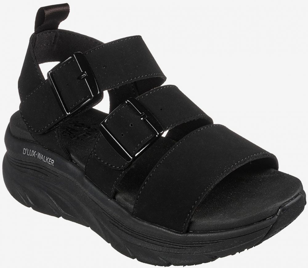 Čierne dámske sandále na platforme Skechers