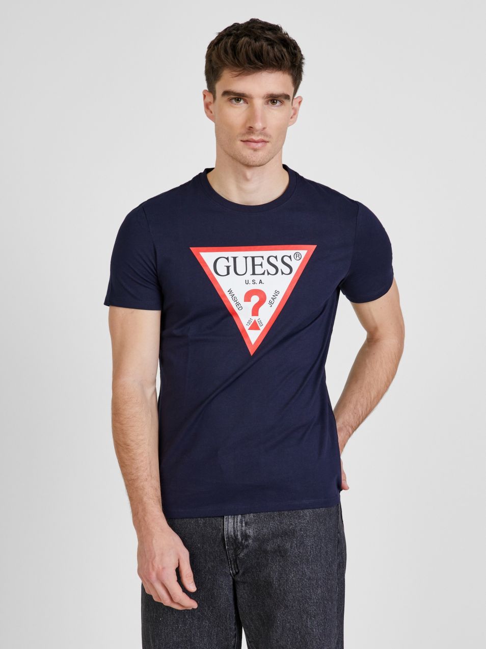 Tričká s krátkym rukávom pre mužov Guess - tmavomodrá