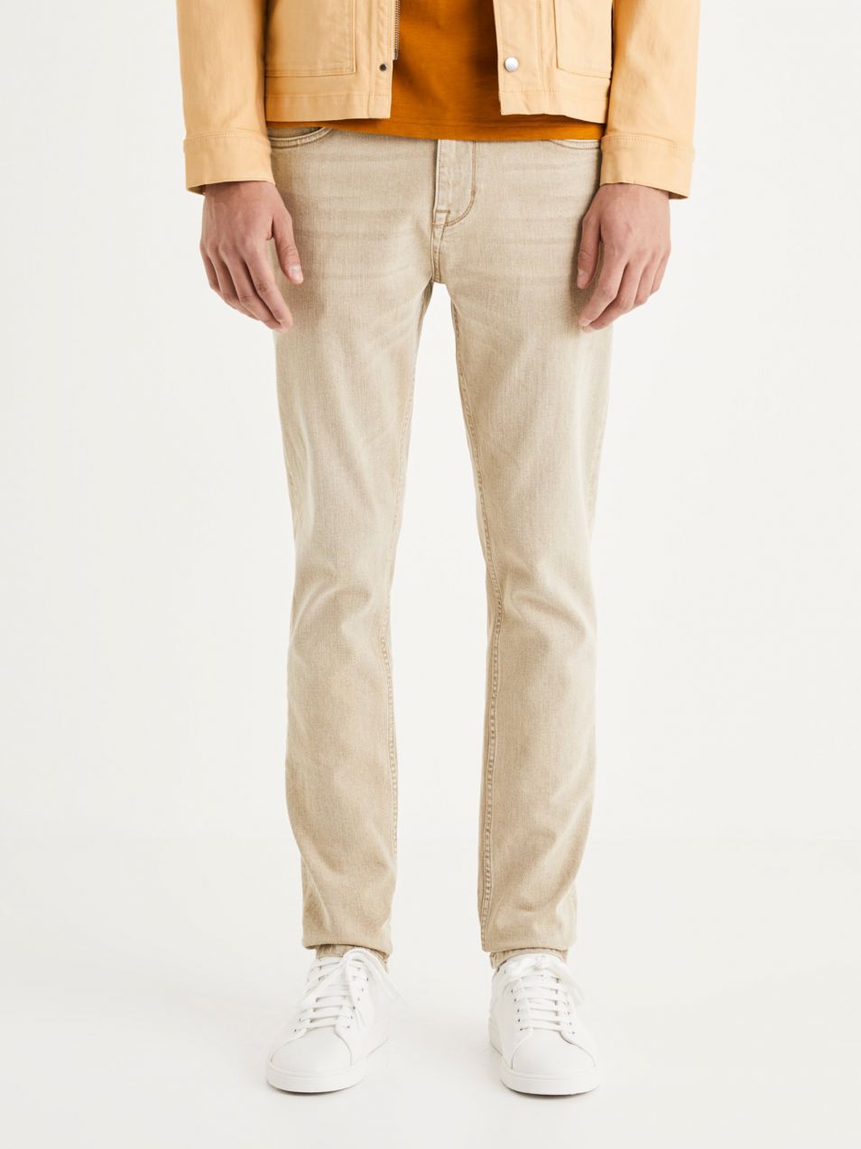 Béžové pánske slim fit džínsy Celio Toterra