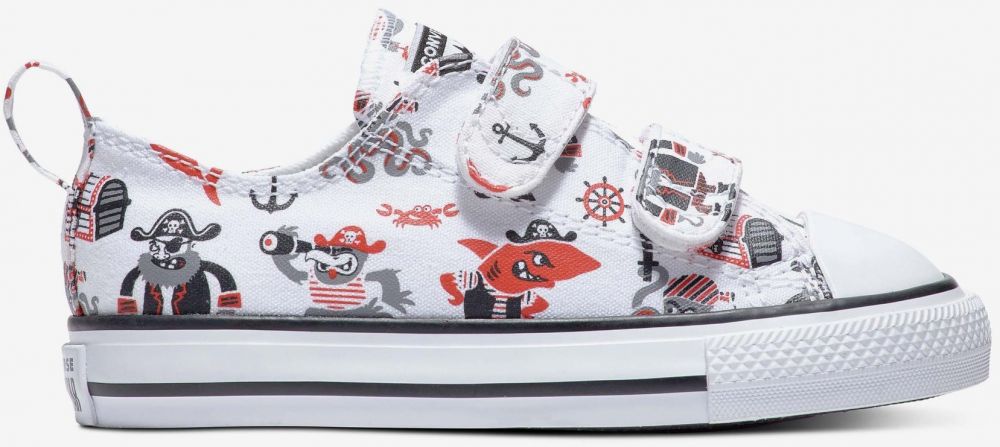 Biele detské vzorované tenisky Converse Pirates