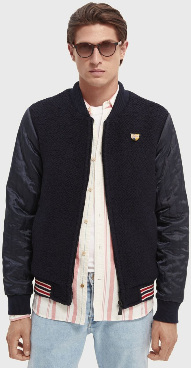 Tmavomodrá pánska vlnená bombera Scotch & Soda