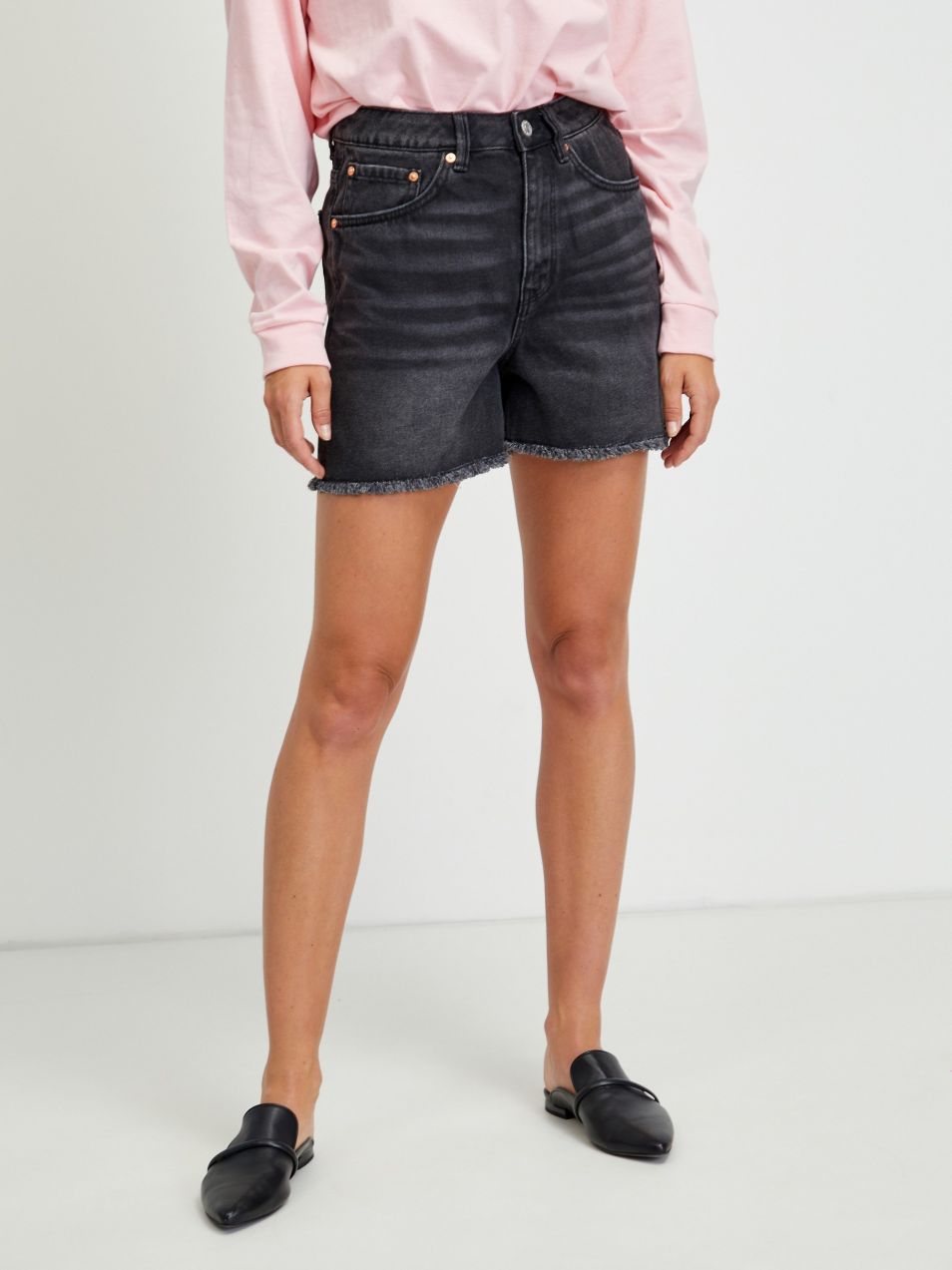 Tmavosivé dámske džínsové šortky Tom Tailor Denim