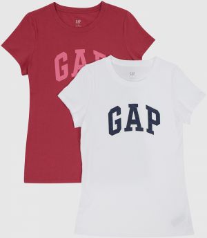 Súprava dvoch dámskych tričiek tmavoružovej a bielej farby GAP