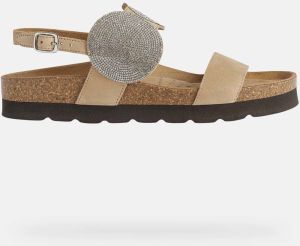 Béžové dámske kožené sandále s ozdobnými detailmi Geox Brionia