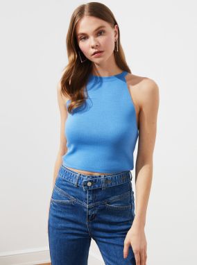 Modrý crop top Trendyol