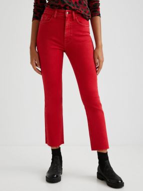 Červené dámske skrátené bootcut rifle Desigual Lainta