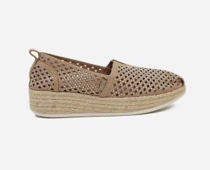 Hnedé dámske dierované espadrilky Skechers City Sparkle