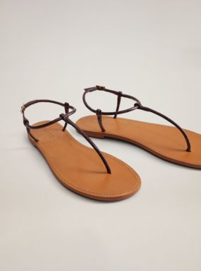 Mango hnedé kožené sandále Formen