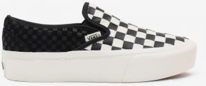 Bielo-čierne dámske kožené slip on tenisky na platforme VANS