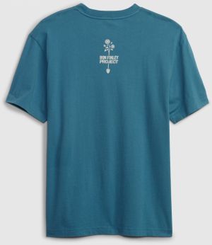 Modré pánske tričko GAP × Ron Finley z organickej bavlny