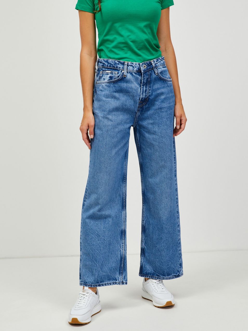 Modré dámske široké rifle Pepe Jeans Lexa