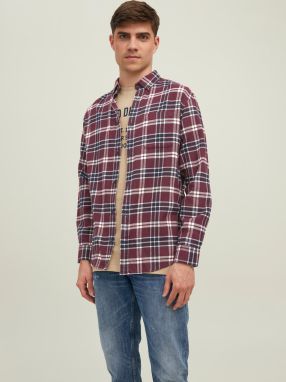 Vínová kockovaná košeľa Jack & Jones Classic