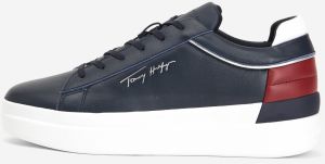 Tmavomodré dámske kožené tenisky na platforme Tommy Hilfiger