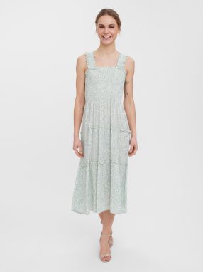 Svetlozelené vzorované midi šaty VERO MODA Jenny