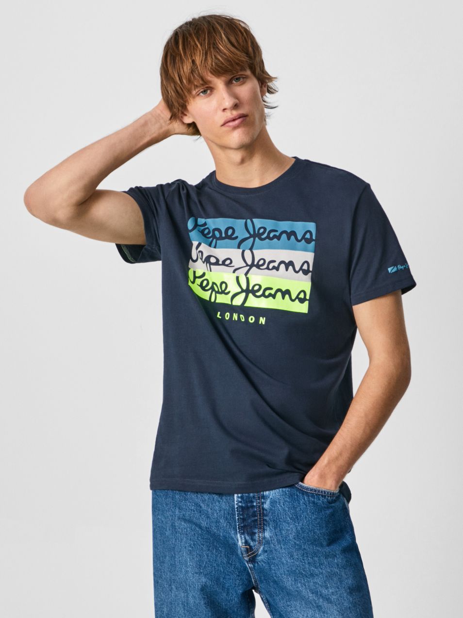 Tmavomodré pánske tričko Pepe Jeans Abaden