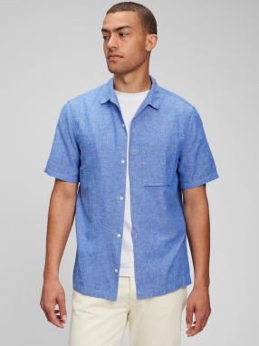 Modrá pánská košeľa GAP vacay z ľanu a bavlny