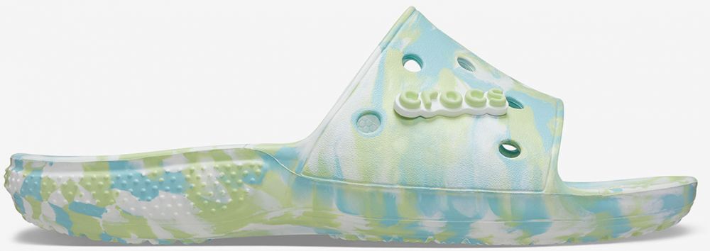 Zeleno-modré vzorované papuče Crocs Classic Marbled Slide