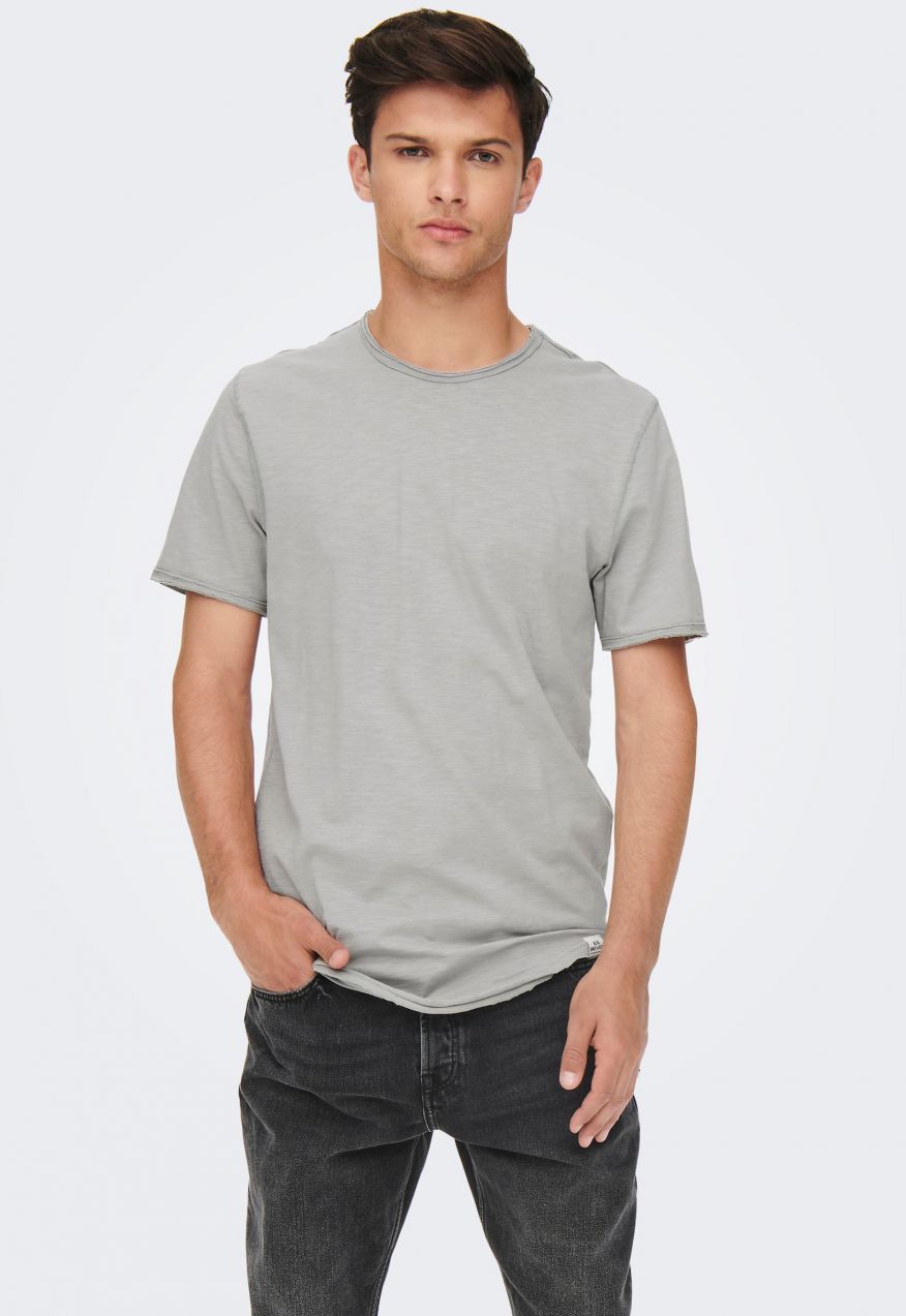 Svetlošedé melírované basic tričko ONLY & SONS Benne