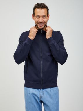 Tmavomodrá pánska mikina na zips Guess