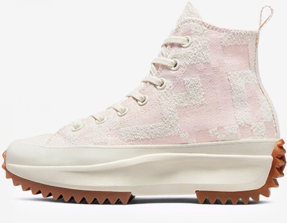 Svetloružové dámske členkové tenisky Converse Run Star Hike so vzorom na platforme