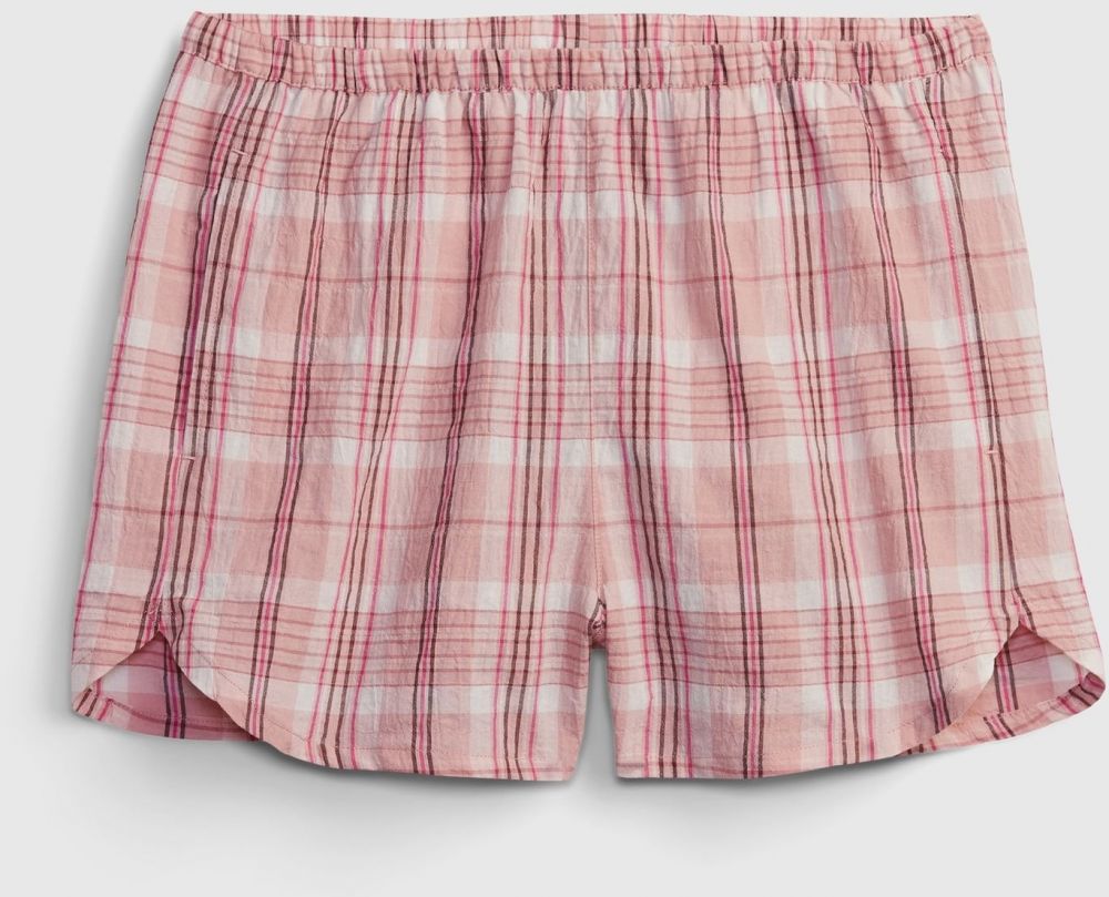 Ružové dámske kockované pyžamové šortky GAP
