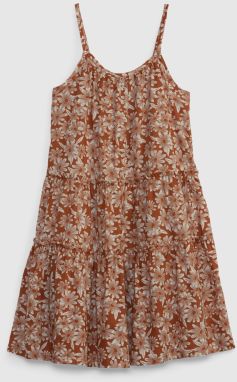 Hnedé dievčenské kvetinové šaty na ramienka GAP