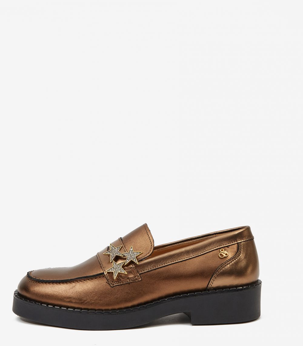 Dámske kožené mokasíny v zlatej farbe Scotch & Soda Emma