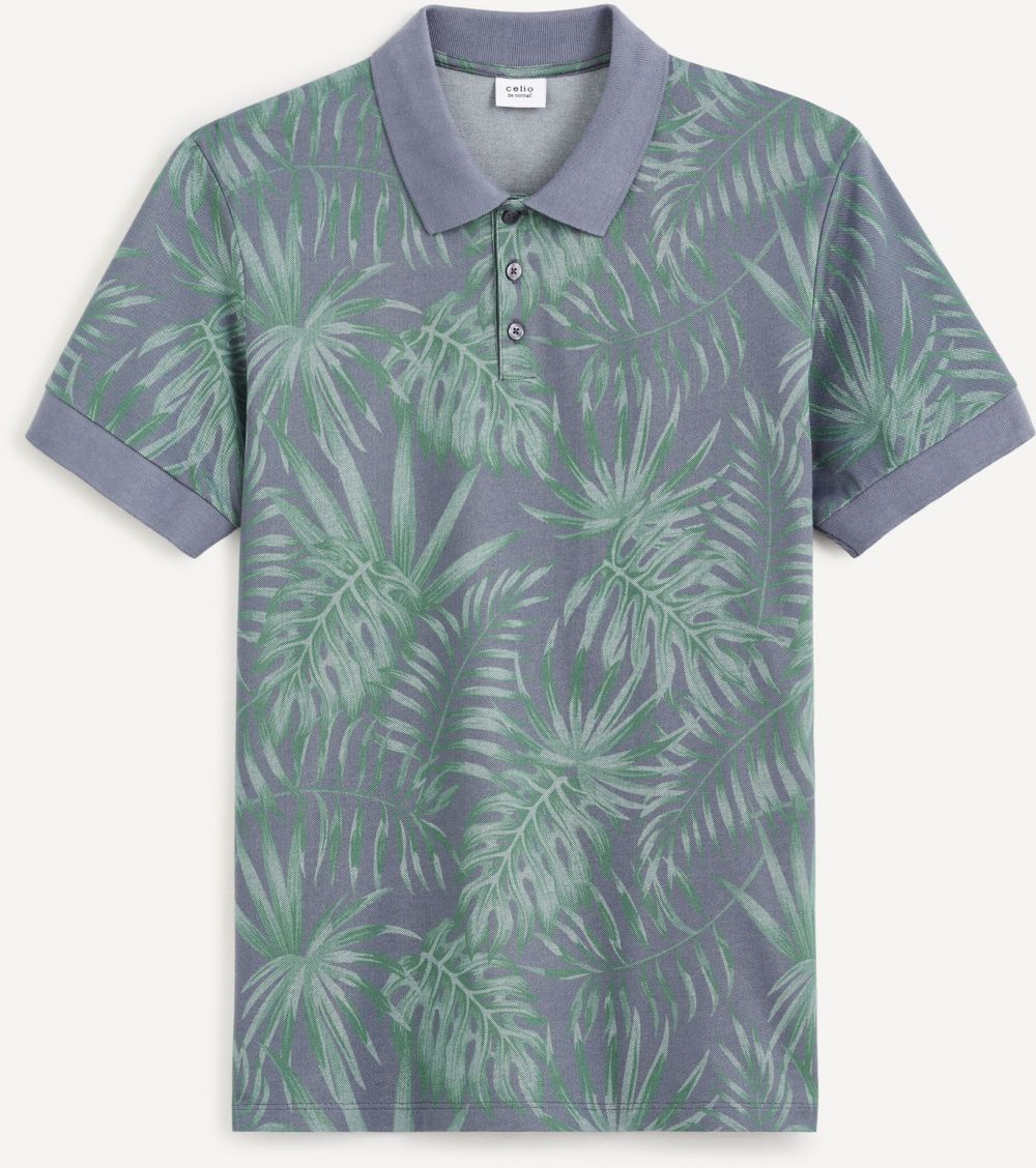 Zeleno-modré pánske vzorované polo tričko Celio Cepalm
