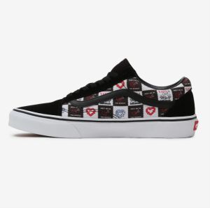 Bielo-čierne pánske vzorované kožené tenisky VANS UA Old Skool