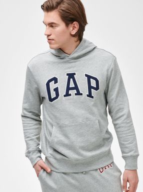 GAP sivá pánska mikina Logo arch hoodie