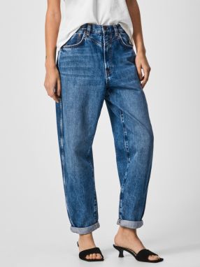 Modré dámske skrátené mom rifle Pepe Jeans Rachel