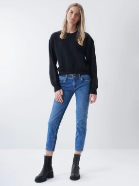 Modré dámske skrátené skinny fit rifle Salsa Jeans