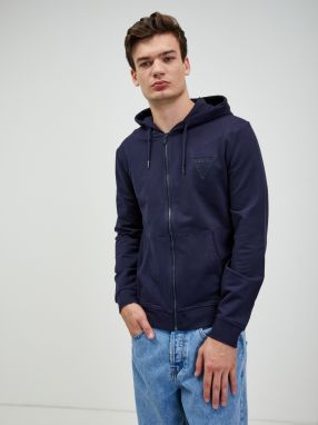 Mikiny s kapucou pre mužov Guess - tmavomodrá