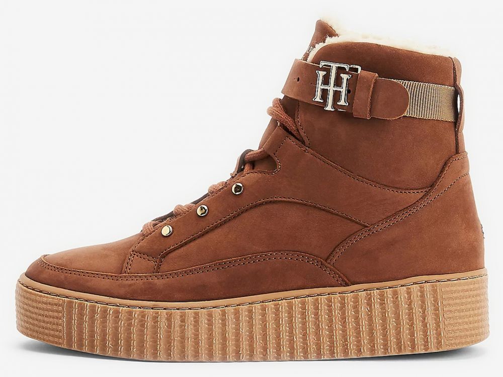 Tommy Hilfiger hnedé kožené tenisky
